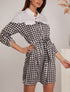 Robe chemise satinée à imprimés - noir - 1