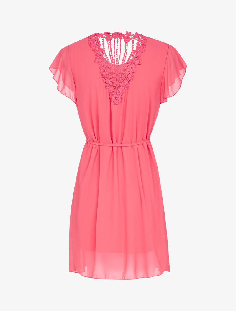 Robe à dos en crochet stylisé - corail - 2