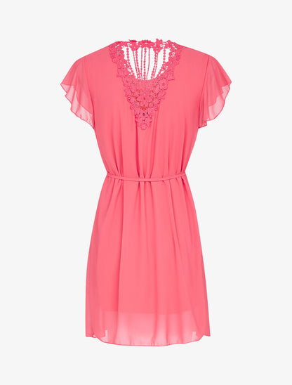 Robe à dos en crochet stylisé - corail - 2