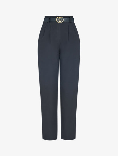 Pantalon carotte à fronces - noir - 1