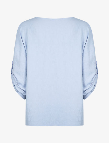 Tunique ample à dos plus long - bleu ciel - 3