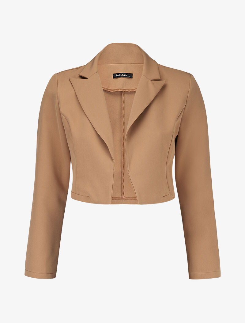 Veste courte à encolure crantée - camel - 1