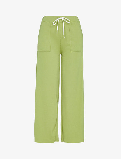 Pantalon côtelé à bords coupe franche - vert anis - 3