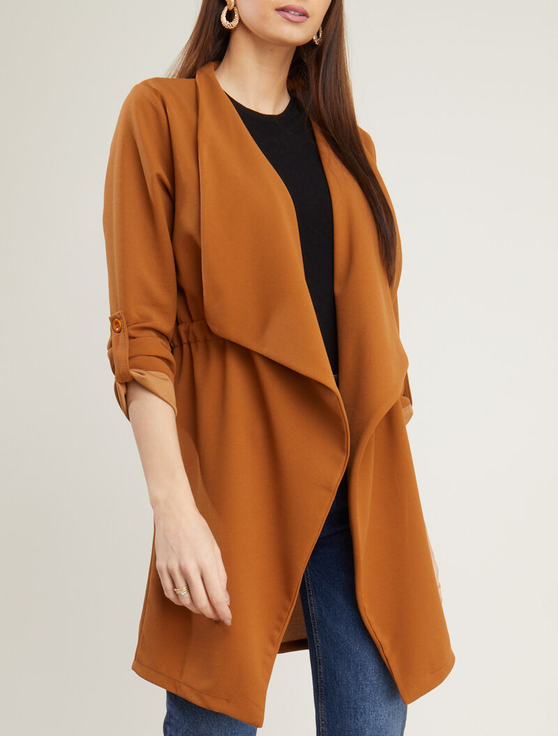 Veste mi longue fluide - camel - 1