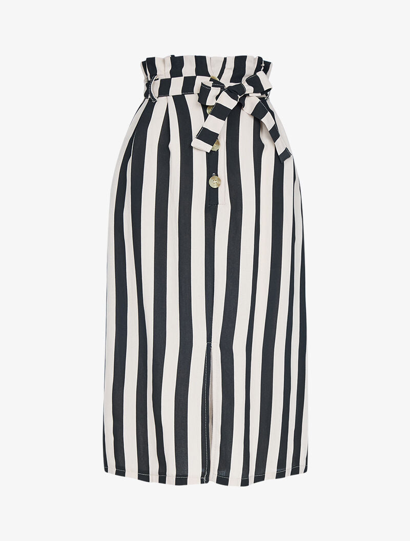 Jupe midi à rayures - noir - 1