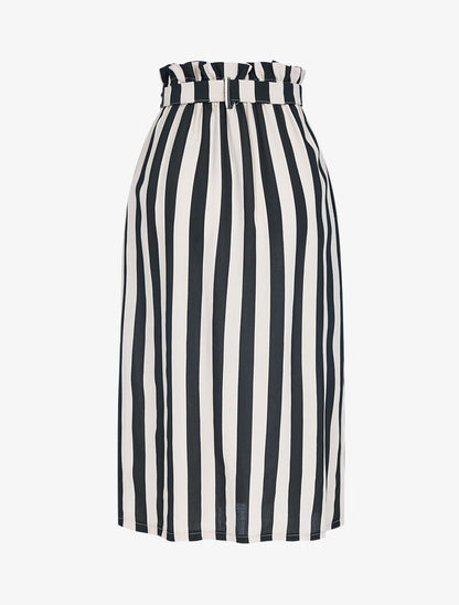 Jupe midi à rayures - noir - 2