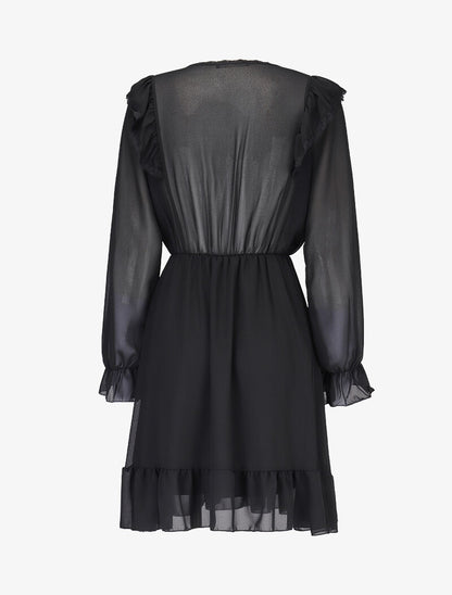 Robe en voile et dentelle - noir - 2