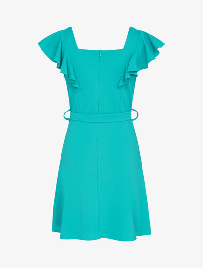 Robe patineuse à boutons contrastants - turquoise - 2