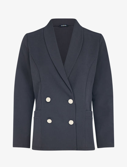 Blazer croisé à boutons décoratifs - noir - 1