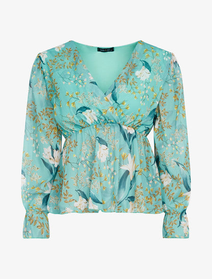 Top irisé à imprimés - turquoise - 1