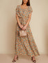 Robe à col bateau imprimé fleuris - beige - 1