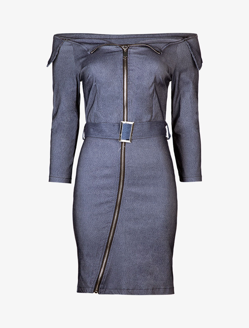 Robe fourreau zippée - denim brut - 2
