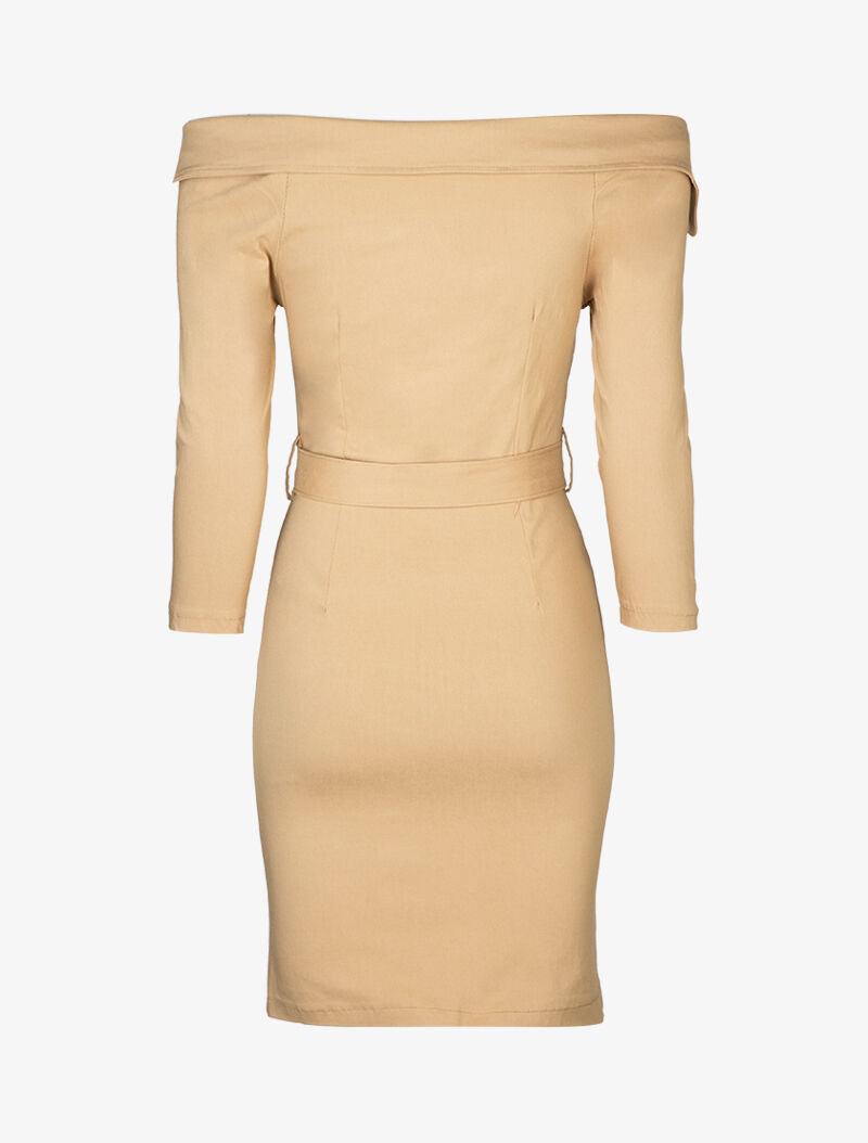 Robe fourreau zippée - camel - 2