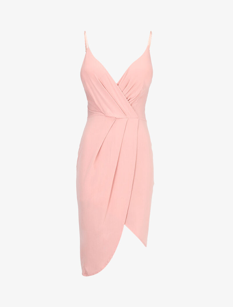 Robe fluide à effet portefeuille - rose - 1