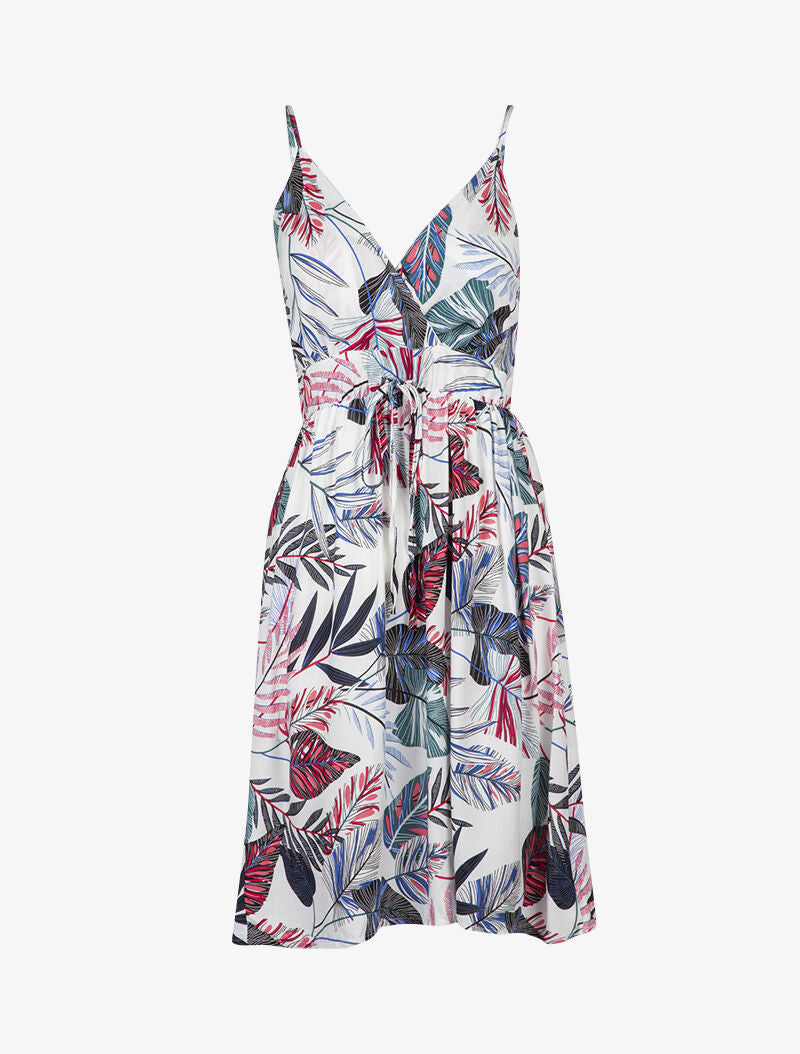 Robe patineuse à imprimé tropical - blanc - 3