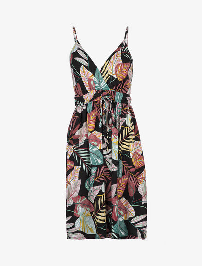 Robe patineuse à imprimé tropical - noir - 1