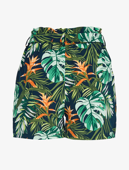 Short fluide à imprimé tropical - marine - 2