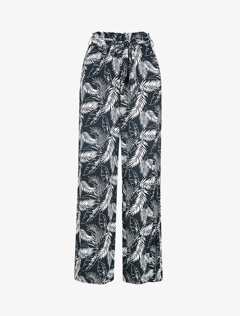 Pantalon à imprimé feuillages - noir - 3