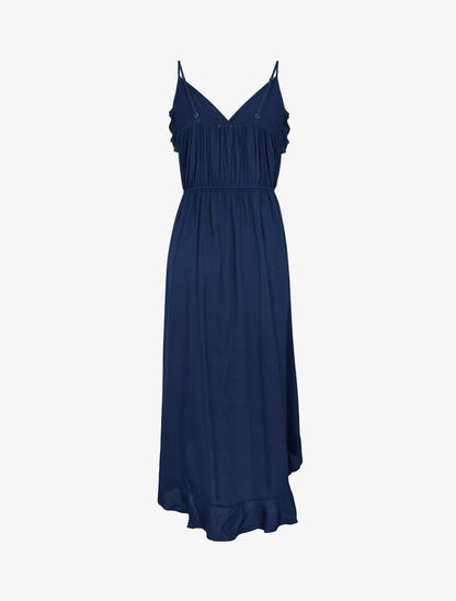 Robe portefeuille à volants - marine - 2