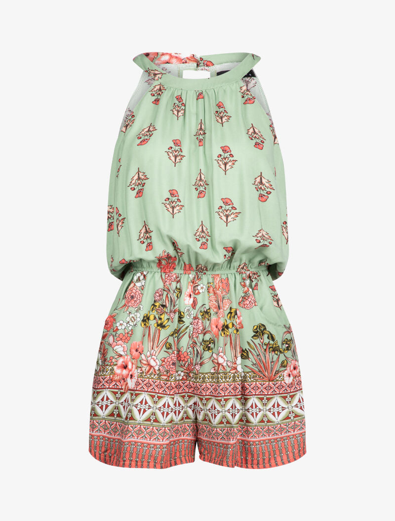 Combishort à imprimés floral et graphique - vert - 1