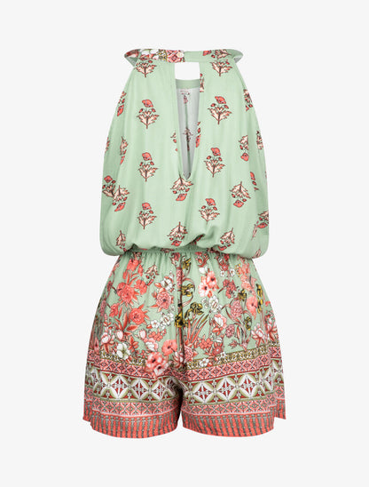 Combishort à imprimés floral et graphique - vert - 2