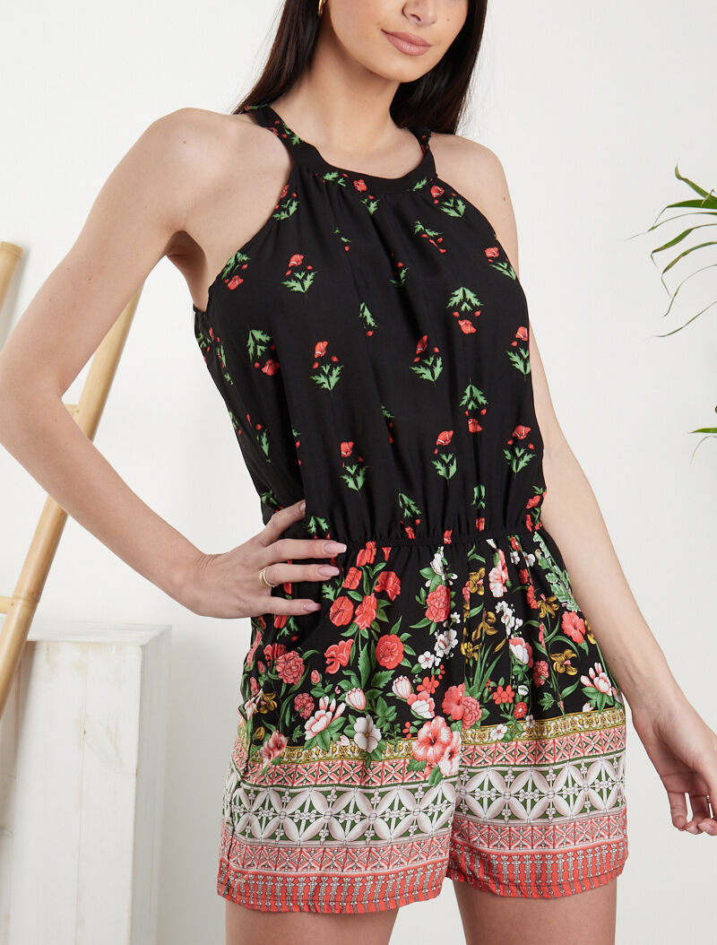 Combishort à imprimés floral et graphique - noir - 3