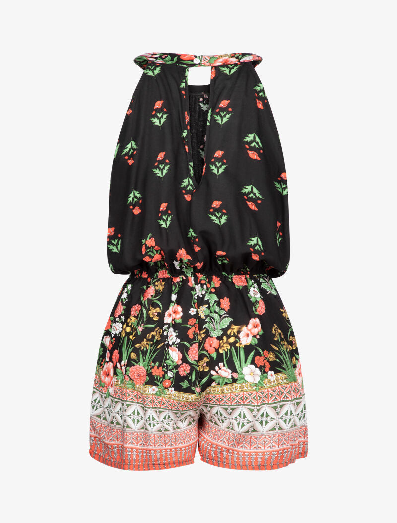 Combishort à imprimés floral et graphique - noir - 2