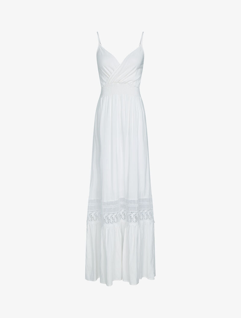 Robe à bande en crochet graphique - ecru - 1