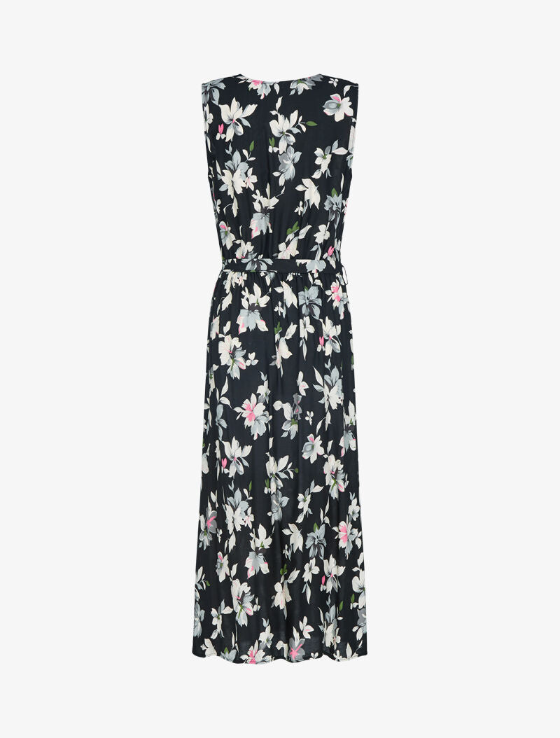 Robe fleurie à buste cache coeur - noir - 2
