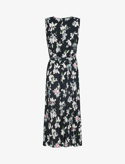 Robe fleurie à buste cache coeur - noir - 2