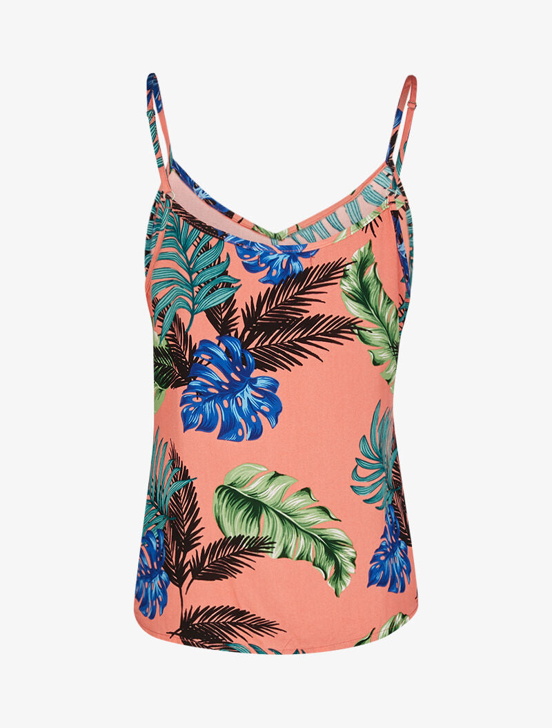 Débardeur à imprimé feuilles tropicales - corail - 2