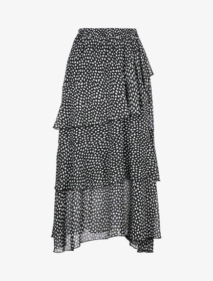Jupe midi volantée - noir - 1