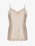 Débardeur satiné à bords dentelle - beige - 3