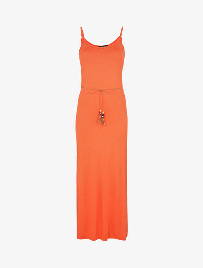 Robe à côtés fendus - orange - 4
