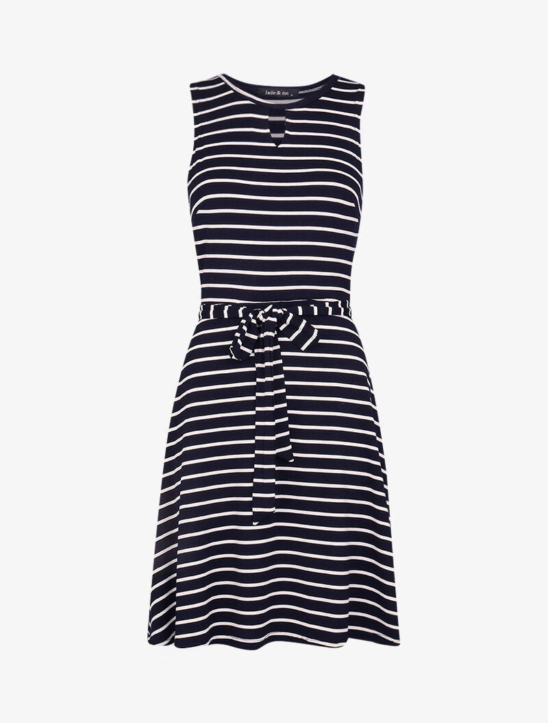 Robe marinière à détail trou de serrure - marine - 1