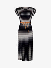 Robe droite marinière à côtés fendus - marine - 1