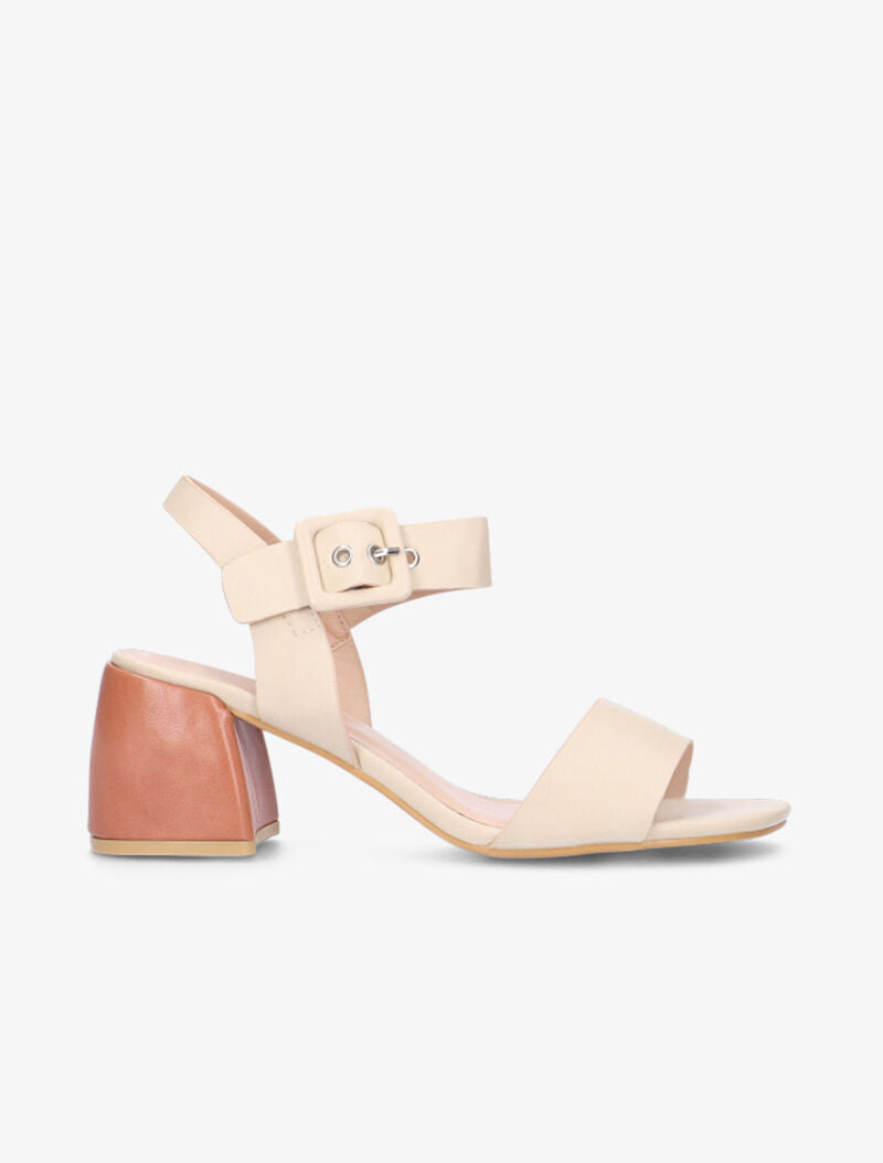 Sandales à larges sangles et talon bombé camel - beige clair - 1
