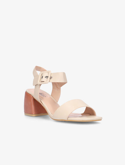 Sandales à larges sangles et talon bombé camel - beige clair - 2