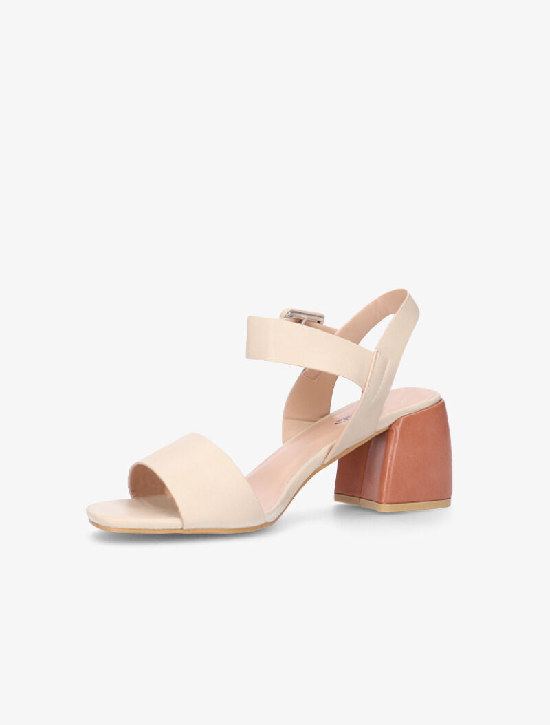 Sandales à larges sangles et talon bombé camel - beige clair - 3