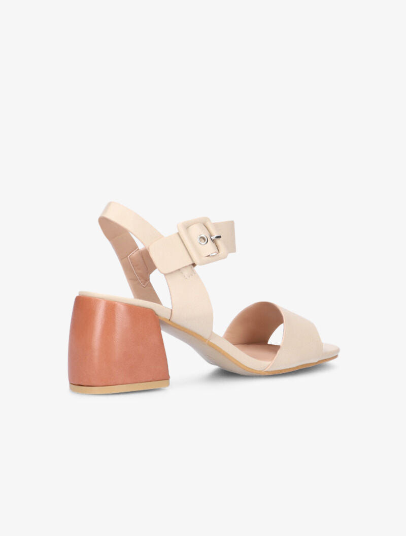 Sandales à larges sangles et talon bombé camel - beige clair - 4