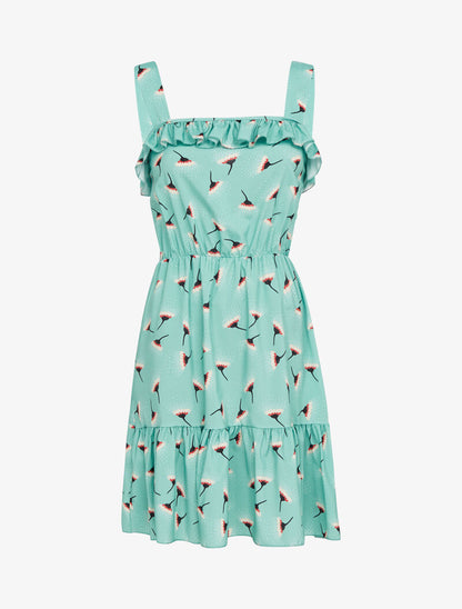 Robe volantée à imprimés - vert - 1