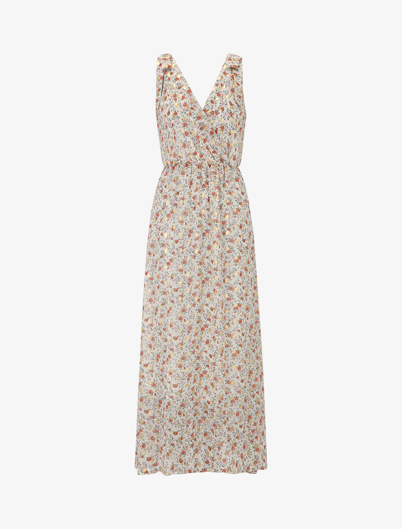 Robe longue à imprimé pivoines - ecru - 2