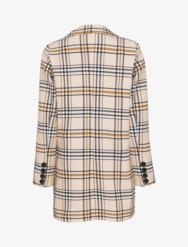 Blazer long à imprimé tartan - beige - 2