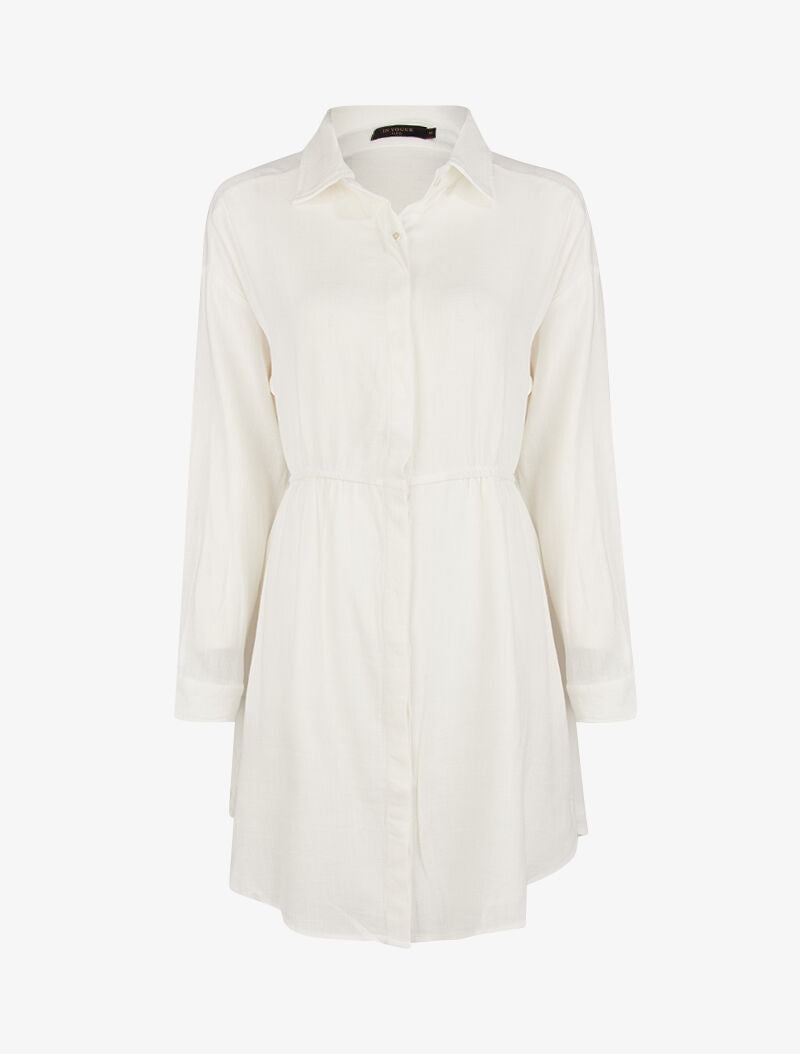 Robe chemise en toile - blanc - 1