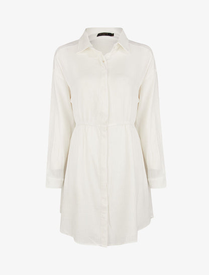 Robe chemise en toile - blanc - 1