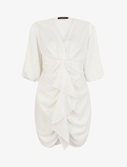 Robe tunique à effet drapé - blanc - 3