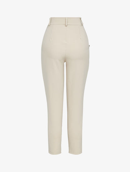 Pantaloni 7/8 con bottoni decorativi. - beige