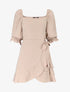 Robe style portefeuille à encolure carrée - beige - 1