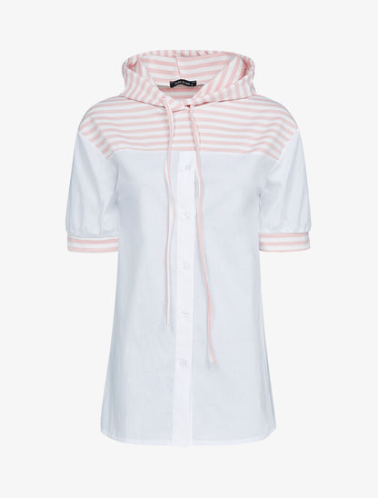 Top style chemise à capuche - rose - 3