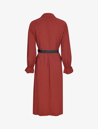Robe chemise à ceinture simili - brique - 3